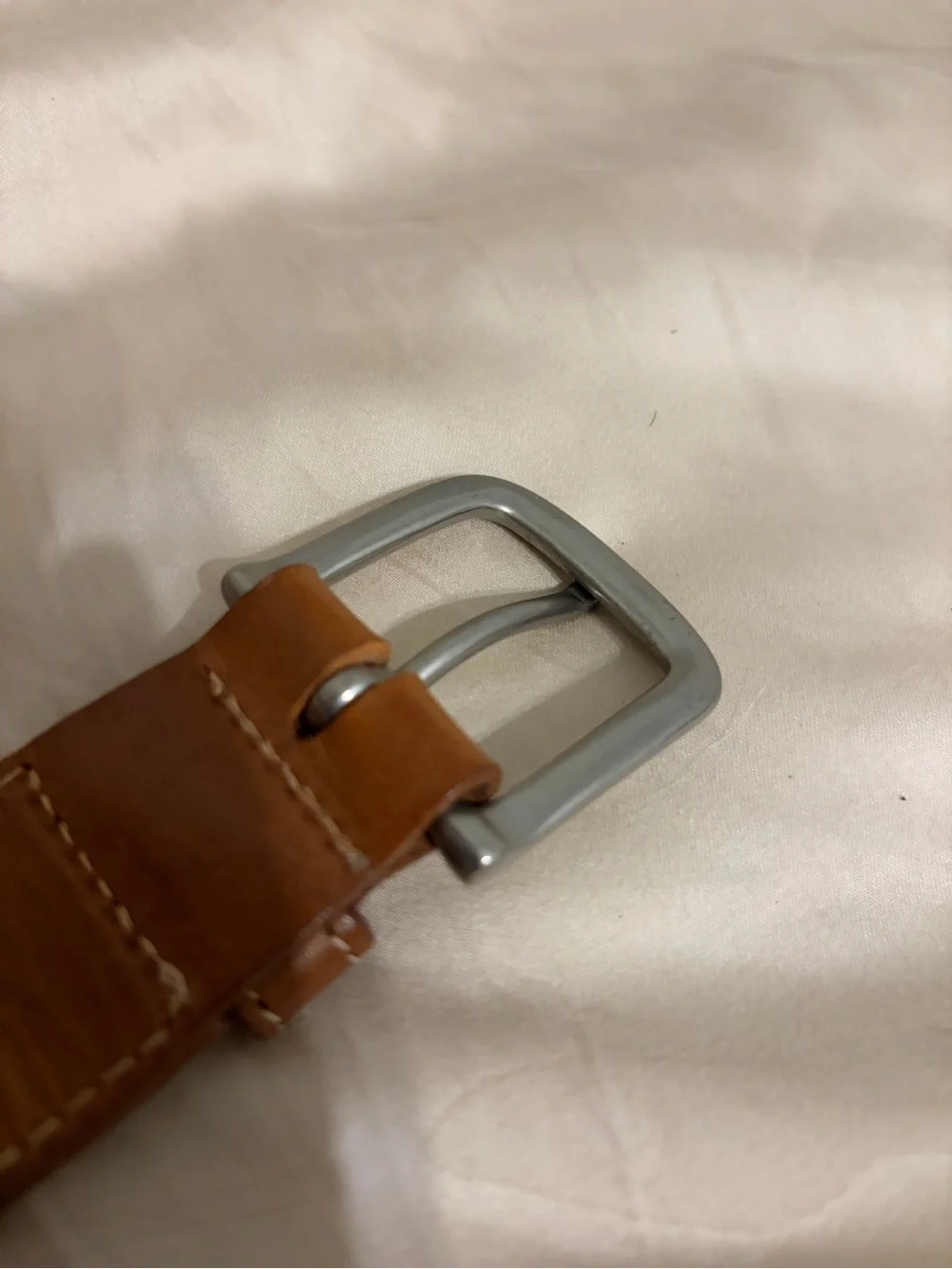 La Matera - Cazador Polo Leather Belt in Tan Size 40 Geometric Blue and White